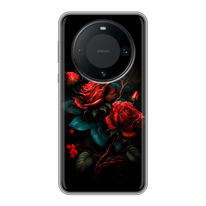 Силиконовый чехол на Huawei Mate 60 Pro с принтом Розы красные Силиконовый чехол на Huawei Mate 60 Pro с принтом Розы красные