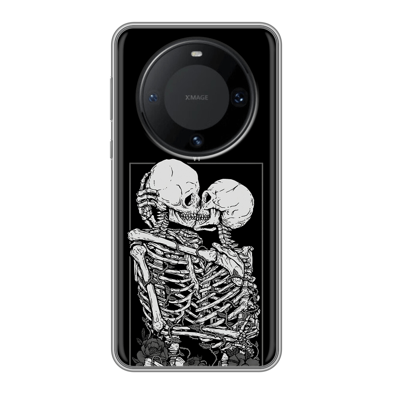 Силиконовый чехол на Huawei Mate 60 Pro с принтом Поцелуй скелетов Силиконовый чехол на Huawei Mate 60 Pro с принтом Поцелуй скелетов
