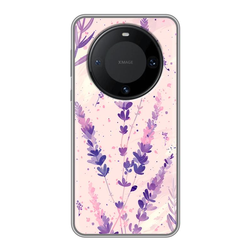 Силиконовый чехол на Huawei Mate 60 Pro с принтом цветы лаванда Силиконовый чехол на Huawei Mate 60 Pro с принтом цветы лаванда