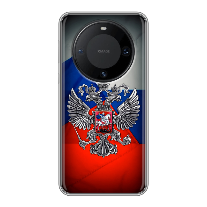 Силиконовый чехол на Huawei Mate 60 Pro с принтом Флаг России Силиконовый чехол на Huawei Mate 60 Pro с принтом Флаг России