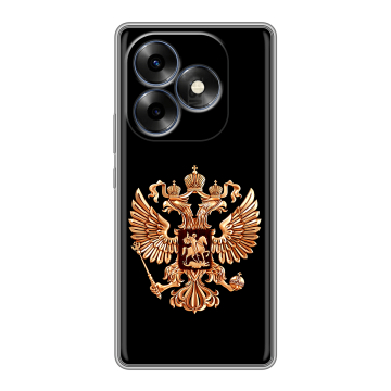 Силиконовый чехол на Itel S23 Plus с принтом Герб России золотой Силиконовый чехол на Itel S23 Plus с принтом Герб России золотой
