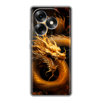 Силиконовый чехол на Itel S23 Plus с принтом Золотой дракон Силиконовый чехол на Itel S23 Plus с принтом Золотой дракон