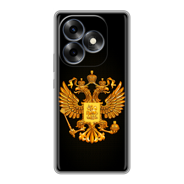 Силиконовый чехол на Itel S23 Plus с принтом Герб России желтый