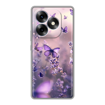 Силиконовый чехол на Itel S23 Plus с принтом бабочки и лаванда