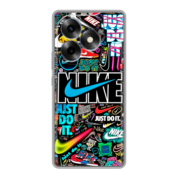 Силиконовый чехол на Itel S23 Plus с принтом найк nike черный Силиконовый чехол на Itel S23 Plus с принтом найк nike черный
