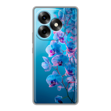 Силиконовый чехол на Itel S23 Plus с принтом голубые орхидеи