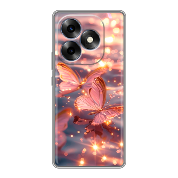 Силиконовый чехол на Itel S23 Plus с принтом бабочки розовые