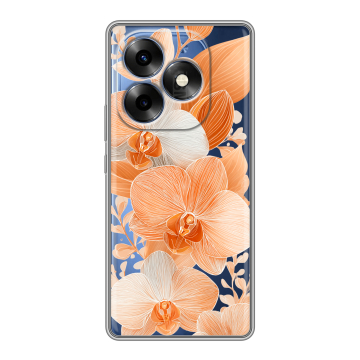 Силиконовый чехол на Itel S23 Plus с принтом Бежевые цветы Силиконовый чехол на Itel S23 Plus с принтом Бежевые цветы