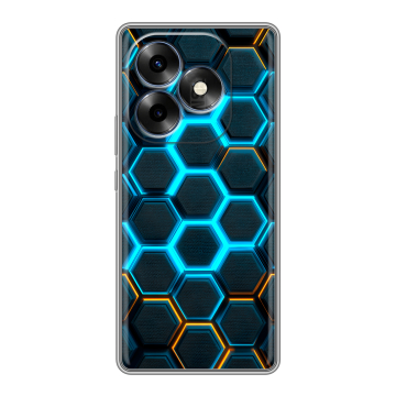 Силиконовый чехол на Itel S23 Plus с принтом Неоновые соты Силиконовый чехол на Itel S23 Plus с принтом Неоновые соты