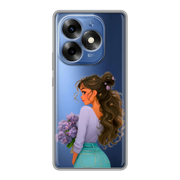 Силиконовый чехол на Itel S23 Plus с принтом девушка цветы Силиконовый чехол на Itel S23 Plus с принтом девушка цветы