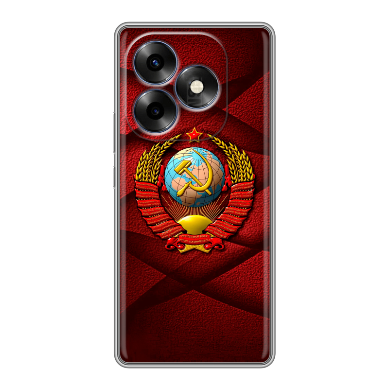 Силиконовый чехол на Itel S23 Plus с принтом Герб СССР Силиконовый чехол на Itel S23 Plus с принтом Герб СССР
