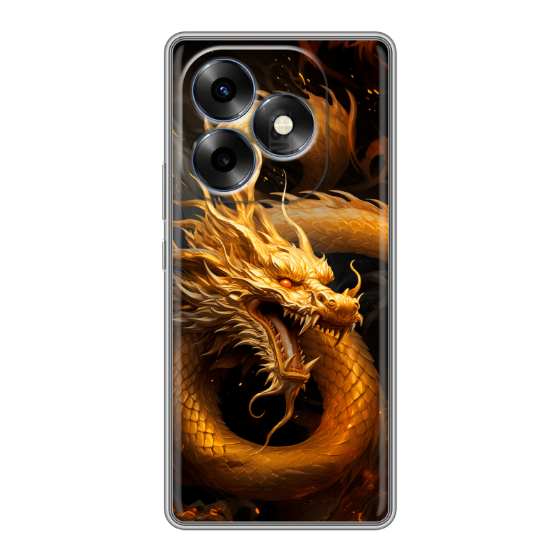 Силиконовый чехол на Itel S23 Plus с принтом Золотой дракон Силиконовый чехол на Itel S23 Plus с принтом Золотой дракон