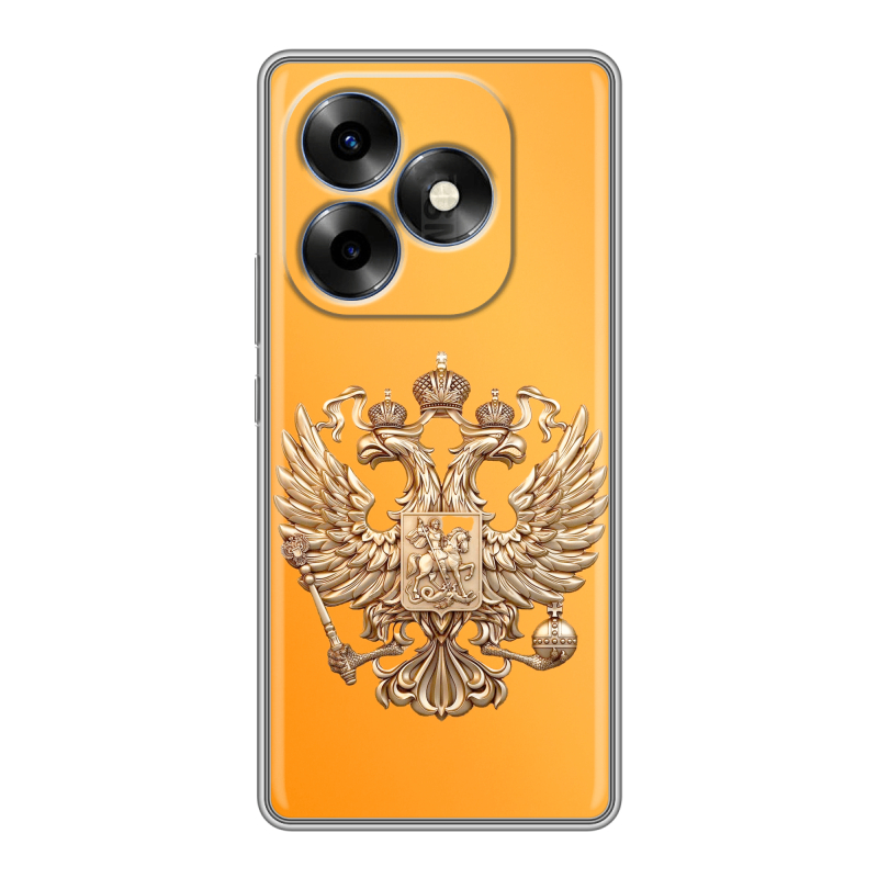 Силиконовый чехол на Itel S23 Plus с принтом Герб Флаг России Силиконовый чехол на Itel S23 Plus с принтом Герб Флаг России
