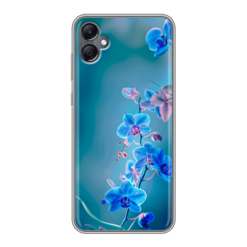 Силиконовый чехол на Samsung Galaxy A05 с принтом Голубые цветы