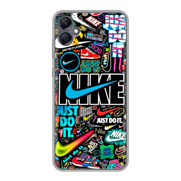 Силиконовый чехол на Samsung Galaxy A05 с принтом найк nike черный