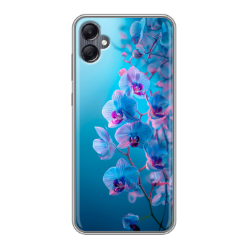 Силиконовый чехол на Samsung Galaxy A05 с принтом голубые орхидеи Силиконовый чехол на Samsung Galaxy A05 с принтом голубые орхидеи