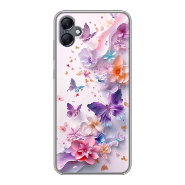 Силиконовый чехол на Samsung Galaxy A05 с принтом цветы бабочки