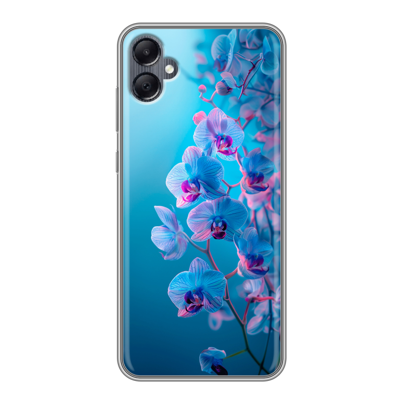 Силиконовый чехол на Samsung Galaxy A05 с принтом голубые орхидеи Силиконовый чехол на Samsung Galaxy A05 с принтом голубые орхидеи