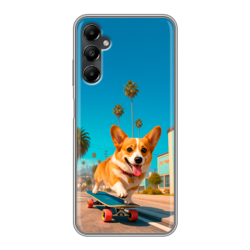 Силиконовый чехол на Samsung Galaxy A05s с принтом Корги на скейте Силиконовый чехол на Samsung Galaxy A05s с принтом Корги на скейте