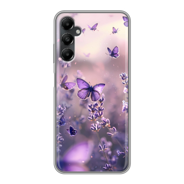 Силиконовый чехол на Samsung Galaxy A05s с принтом бабочки и лаванда Силиконовый чехол на Samsung Galaxy A05s с принтом бабочки и лаванда