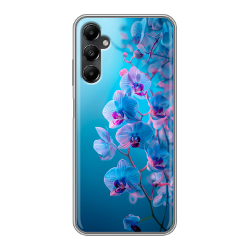 Силиконовый чехол на Samsung Galaxy A05s с принтом голубые орхидеи Силиконовый чехол на Samsung Galaxy A05s с принтом голубые орхидеи