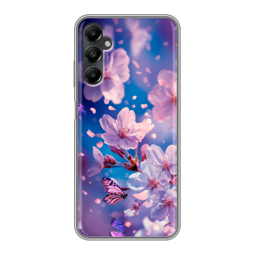 Силиконовый чехол на Samsung Galaxy A05s с принтом цветы бабочки Силиконовый чехол на Samsung Galaxy A05s с принтом цветы бабочки