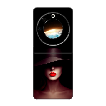 Пластиковый чехол на Tecno Phantom V Flip с принтом Девушка в шляпе Пластиковый чехол на Tecno Phantom V Flip с принтом Девушка в шляпе