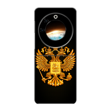 Пластиковый чехол на Tecno Phantom V Flip с принтом Герб России желтый