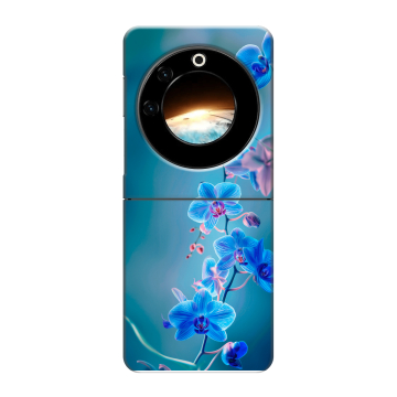 Пластиковый чехол на Tecno Phantom V Flip с принтом Голубые цветы