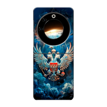 Пластиковый чехол на Tecno Phantom V Flip с принтом Герб флаг России Пластиковый чехол на Tecno Phantom V Flip с принтом Герб флаг России