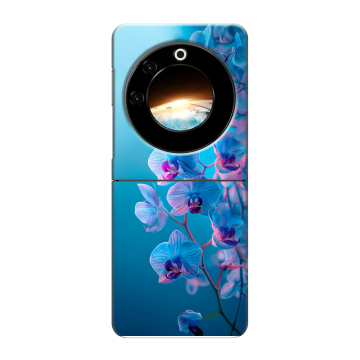 Пластиковый чехол на Tecno Phantom V Flip с принтом голубые орхидеи Пластиковый чехол на Tecno Phantom V Flip с принтом голубые орхидеи