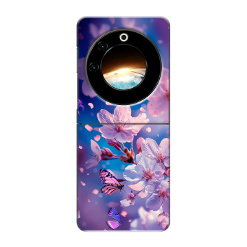 Пластиковый чехол на Tecno Phantom V Flip с принтом цветы бабочки Пластиковый чехол на Tecno Phantom V Flip с принтом цветы бабочки