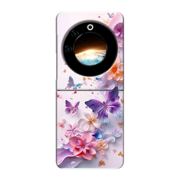Пластиковый чехол на Tecno Phantom V Flip с принтом цветы бабочки Пластиковый чехол на Tecno Phantom V Flip с принтом цветы бабочки