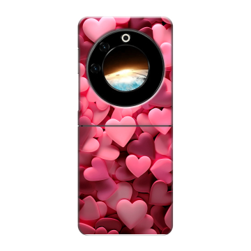 Пластиковый чехол на Tecno Phantom V Flip с принтом розовые сердечки Пластиковый чехол на Tecno Phantom V Flip с принтом розовые сердечки