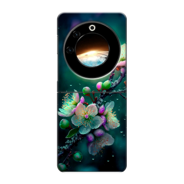 Пластиковый чехол на Tecno Phantom V Flip с принтом Цветы и мрамор Пластиковый чехол на Tecno Phantom V Flip с принтом Цветы и мрамор