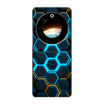 Пластиковый чехол на Tecno Phantom V Flip с принтом Неоновые соты