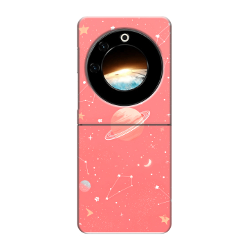 Пластиковый чехол на Tecno Phantom V Flip с принтом Розовый космос