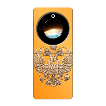 Пластиковый чехол на Tecno Phantom V Flip с принтом Герб Флаг России