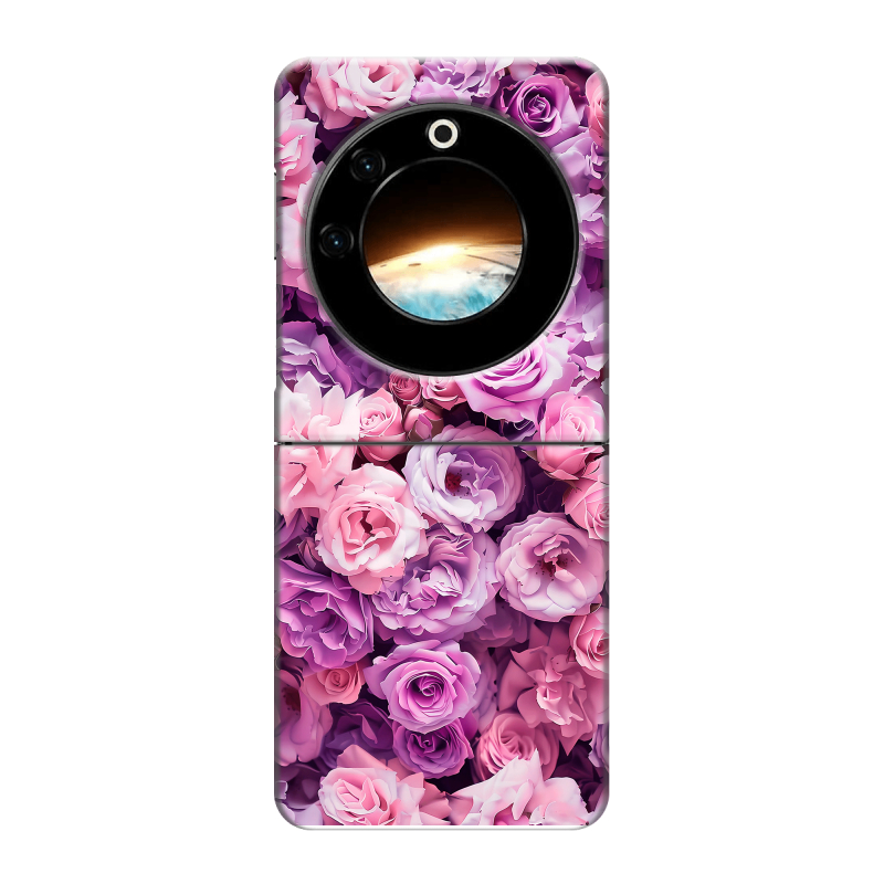 Пластиковый чехол на Tecno Phantom V Flip с принтом лавандовые розы Пластиковый чехол на Tecno Phantom V Flip с принтом лавандовые розы