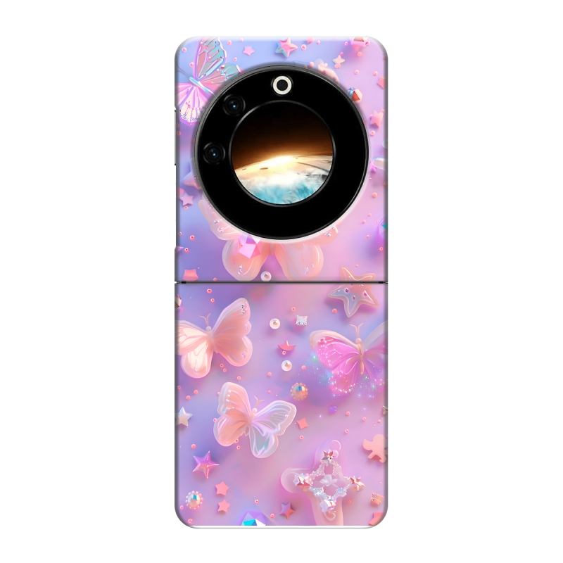 Пластиковый чехол на Tecno Phantom V Flip с принтом Бабочки Пластиковый чехол на Tecno Phantom V Flip с принтом Бабочки