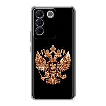 Силиконовый чехол на Vivo T2 с принтом Герб России золотой Силиконовый чехол на Vivo T2 с принтом Герб России золотой