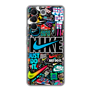 Силиконовый чехол на Vivo T2 с принтом найк nike черный Силиконовый чехол на Vivo T2 с принтом найк nike черный