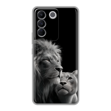 Силиконовый чехол на Vivo T2 с принтом Лев кошки
