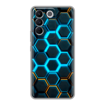 Силиконовый чехол на Vivo T2 с принтом Неоновые соты