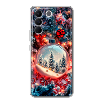Силиконовый чехол на Vivo T2 с принтом Новый год