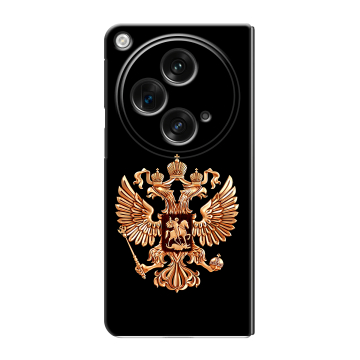 Пластиковый чехол на OPPO Find N3 с принтом Герб России золотой