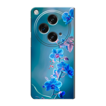 Пластиковый чехол на OPPO Find N3 с принтом Голубые цветы Пластиковый чехол на OPPO Find N3 с принтом Голубые цветы
