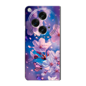 Пластиковый чехол на OPPO Find N3 с принтом цветы бабочки Пластиковый чехол на OPPO Find N3 с принтом цветы бабочки