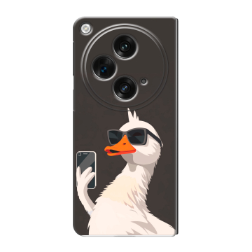 Пластиковый чехол на OPPO Find N3 с принтом утка в очках Пластиковый чехол на OPPO Find N3 с принтом утка в очках