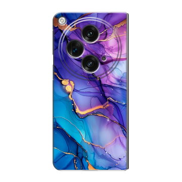 Пластиковый чехол на OPPO Find N3 с принтом синий мрамор Пластиковый чехол на OPPO Find N3 с принтом синий мрамор
